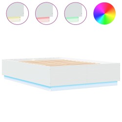 vidaXL Estructura de cama con LED madera ingeniería blanco 120x200 cm