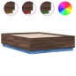 vidaXL Estructura cama con luces LED madera roble marrón 140x190 cm vidaXL Estructura cama con luces LED madera roble marrón 140x190 cm