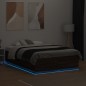 vidaXL Estructura cama con luces LED madera roble marrón 140x190 cm vidaXL Estructura cama con luces LED madera roble marrón 140x190 cm