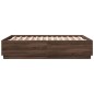 vidaXL Estructura cama con luces LED madera roble marrón 140x190 cm vidaXL Estructura cama con luces LED madera roble marrón 140x190 cm