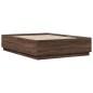 vidaXL Estructura cama con luces LED madera roble marrón 140x190 cm vidaXL Estructura cama con luces LED madera roble marrón 140x190 cm