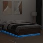 vidaXL Estructura cama con luces LED madera marrón roble 120x200 cm vidaXL Estructura cama con luces LED madera marrón roble 120x200 cm