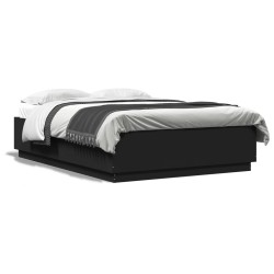 vidaXL Estructura cama con luces LED madera ingeniería negro 150x200cm