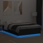 vidaXL Estructura cama con luces LED madera ingeniería negro 150x200cm