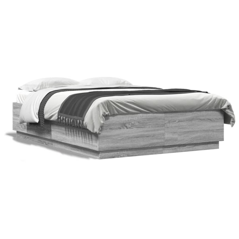 vidaXL Estructura de cama madera de ingeniería gris Sonoma 150x200 cm