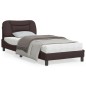 vidaXL Estructura de cama con luces LED tela marrón oscuro 90x200 cm