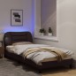 vidaXL Estructura de cama con luces LED tela marrón oscuro 90x200 cm