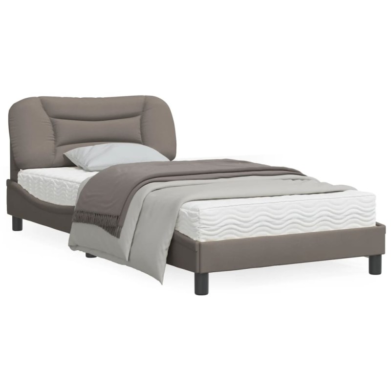 vidaXL Estructura de cama con luces LED tela gris taupe 100x200 cm vidaXL Estructura de cama con luces LED tela gris taupe 100x200 cm
