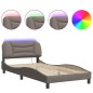 vidaXL Estructura de cama con luces LED tela gris taupe 100x200 cm vidaXL Estructura de cama con luces LED tela gris taupe 100x200 cm