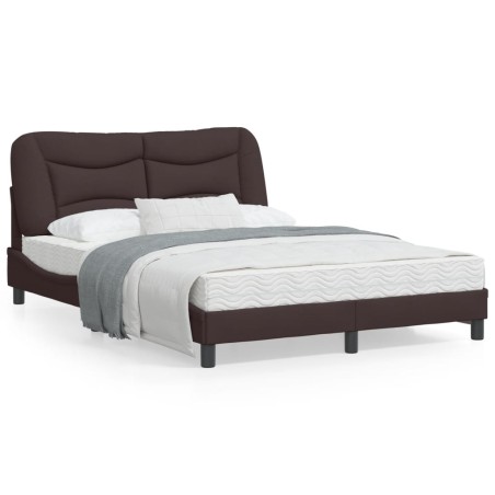 vidaXL Estructura de cama con luces LED tela marrón oscuro 120x200 cm