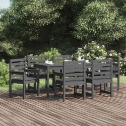 vidaXL Juego de comedor de jardín 7 piezas madera maciza pino gris
