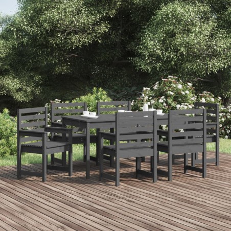 vidaXL Juego de comedor de jardín 7 piezas madera maciza pino gris