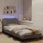 vidaXL Estructura de cama con luces LED tela gris taupe 80x200 cm