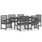 vidaXL Juego de comedor de jardín 7 piezas madera maciza pino gris vidaXL Juego de comedor de jardín 7 piezas madera maciza pino gris