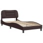 vidaXL Estructura de cama con luces LED tela marrón oscuro 90x190 cm vidaXL Estructura de cama con luces LED tela marrón oscuro 90x190 cm