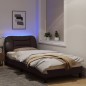 vidaXL Estructura de cama con luces LED tela marrón oscuro 90x190 cm vidaXL Estructura de cama con luces LED tela marrón oscuro 90x190 cm