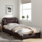 vidaXL Estructura de cama con luces LED tela marrón oscuro 90x190 cm vidaXL Estructura de cama con luces LED tela marrón oscuro 90x190 cm