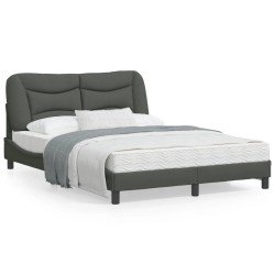 vidaXL Estructura de cama con luces LED tela gris oscuro 120x200 cm