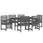 vidaXL Juego de comedor de jardín 7 piezas madera maciza pino gris vidaXL Juego de comedor de jardín 7 piezas madera maciza pino gris