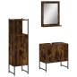 vidaXL Set de muebles baño 3 pzas madera contrachapada roble ahumado vidaXL Set de muebles baño 3 pzas madera contrachapada roble ahumado