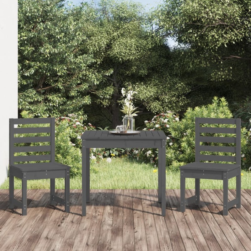 vidaXL Mesa y sillas de jardín 3 piezas madera maciza de pino gris vidaXL Mesa y sillas de jardín 3 piezas madera maciza de pino gris