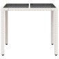 vidaXL Mesa de jardín superficie de vidrio ratán PE blanco 90x90x75 cm vidaXL Mesa de jardín superficie de vidrio ratán PE blanco 90x90x75 cm