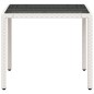 vidaXL Mesa de jardín superficie de vidrio ratán PE blanco 90x90x75 cm vidaXL Mesa de jardín superficie de vidrio ratán PE blanco 90x90x75 cm