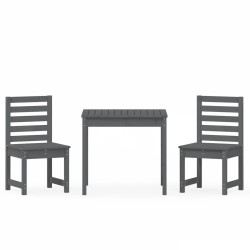 vidaXL Mesa y sillas de jardín 3 piezas madera maciza de pino gris