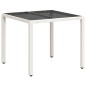 vidaXL Mesa de jardín superficie de vidrio ratán PE blanco 90x90x75 cm vidaXL Mesa de jardín superficie de vidrio ratán PE blanco 90x90x75 cm