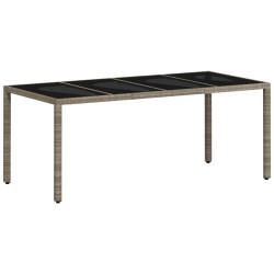 vidaXL Mesa de jardín superficie de vidrio ratán PE gris 190x90x75 cm