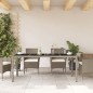 vidaXL Mesa de jardín superficie de vidrio ratán PE gris 190x90x75 cm vidaXL Mesa de jardín superficie de vidrio ratán PE gris 190x90x75 cm