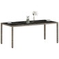 vidaXL Mesa de jardín superficie de vidrio ratán PE gris 190x90x75 cm vidaXL Mesa de jardín superficie de vidrio ratán PE gris 190x90x75 cm