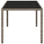 vidaXL Mesa de jardín superficie de vidrio ratán PE gris 190x90x75 cm vidaXL Mesa de jardín superficie de vidrio ratán PE gris 190x90x75 cm