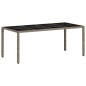 vidaXL Mesa de jardín superficie de vidrio ratán PE gris 190x90x75 cm vidaXL Mesa de jardín superficie de vidrio ratán PE gris 190x90x75 cm