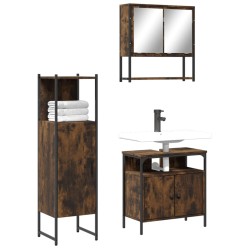 vidaXL Set de muebles baño 3 pzas madera contrachapada roble ahumado