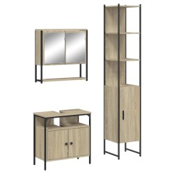 vidaXL Set de muebles de baño 3 pzas madera contrachapada roble Sonoma
