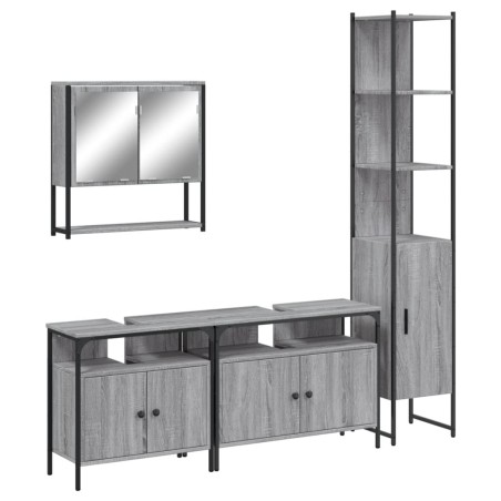 vidaXL Set de muebles de baño 4 pzas madera contrachapada gris sonoma