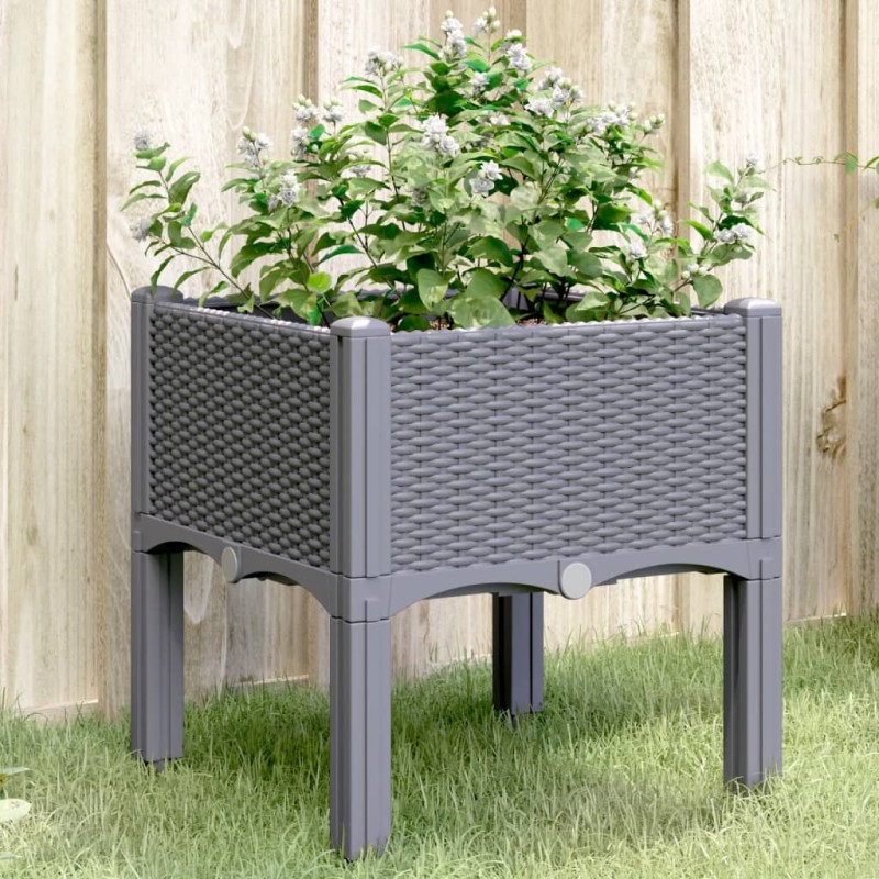 vidaXL Jardinera con patas PP gris 40x40x42 cm vidaXL Jardinera con patas PP gris 40x40x42 cm