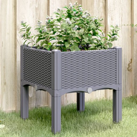 vidaXL Jardinera con patas PP gris 40x40x42 cm