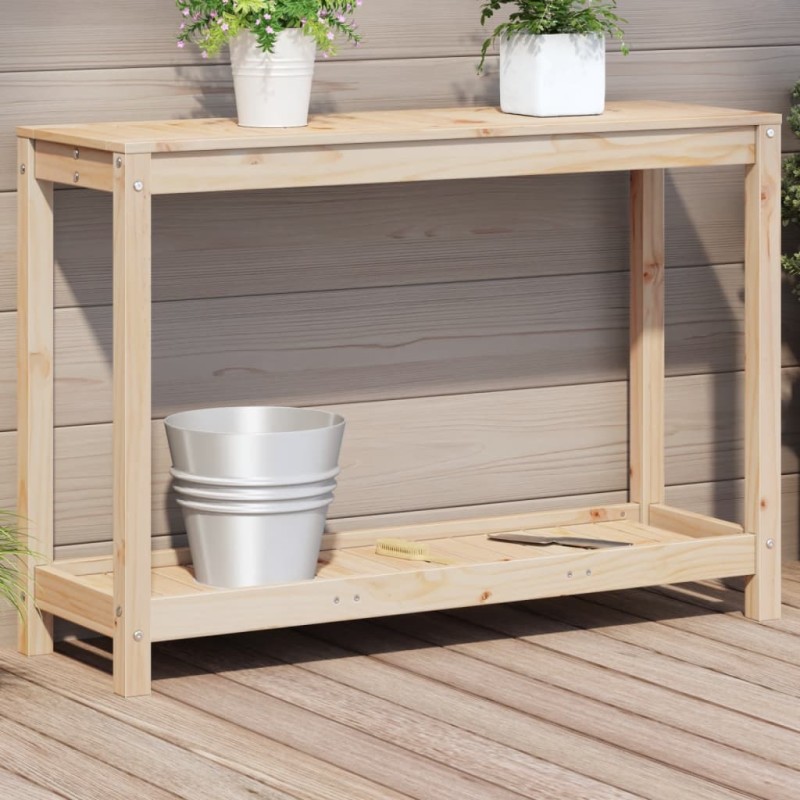 vidaXL Mesa de plantación con estante madera maciza pino 108x35x75 cm vidaXL Mesa de plantación con estante madera maciza pino 108x35x75 cm