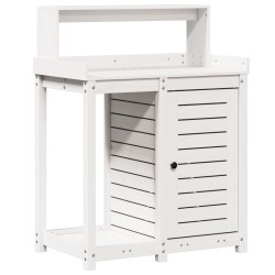 vidaXL Mesa plantación con estantes madera pino blanco 82,5x50x109,5cm