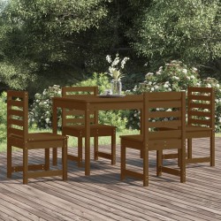 vidaXL Set de comedor de jardín 5 pzas madera maciza pino marrón miel