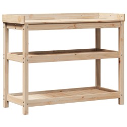 vidaXL Mesa de plantación con estantes madera pino 108x45x86,5 cm