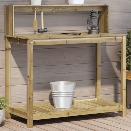 vidaXL Mesa plantación con estantes madera impregnada 108x50x109,5 cm
