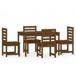 vidaXL Set de comedor de jardín 5 pzas madera maciza pino marrón miel