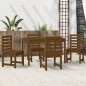 vidaXL Set de comedor de jardín 5 pzas madera maciza pino marrón miel vidaXL Set de comedor de jardín 5 pzas madera maciza pino marrón miel