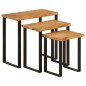 vidaXL Set de 3 mesas apilables con borde natural madera acacia maciza vidaXL Set de 3 mesas apilables con borde natural madera acacia maciza