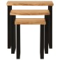 vidaXL Set de 3 mesas apilables con borde natural madera acacia maciza vidaXL Set de 3 mesas apilables con borde natural madera acacia maciza