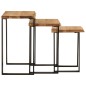 vidaXL Set de 3 mesas apilables con borde natural madera acacia maciza vidaXL Set de 3 mesas apilables con borde natural madera acacia maciza