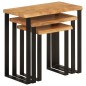 vidaXL Set de 3 mesas apilables con borde natural madera acacia maciza vidaXL Set de 3 mesas apilables con borde natural madera acacia maciza